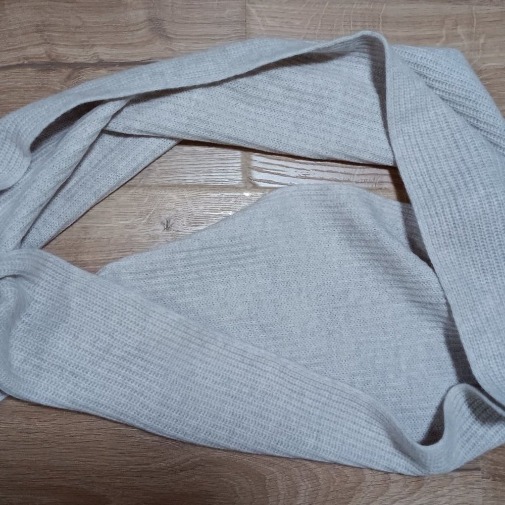 NWT DKNY wool cashmere blend knit infinity scarf beige chin SOFT!